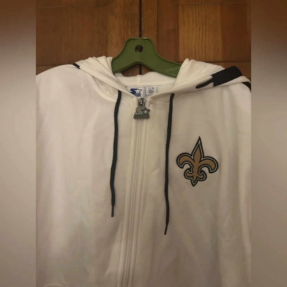 NFL Team Apparel Men’s Sz L Black & White New Orleans Saints Windbreaker NWT